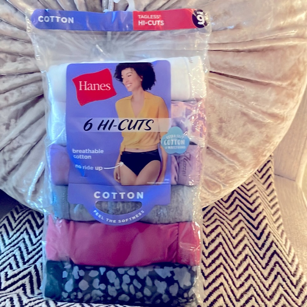 Hanes 100% Cotton Hi-cut Brief Panties